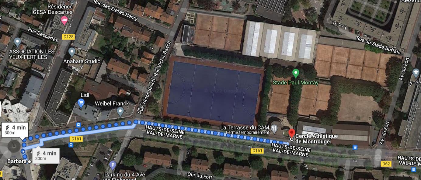 Trajet à pied de la station Barbara au CAM — 2 minutes